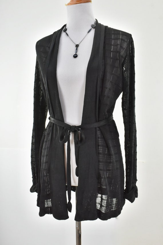 1920/30s Silk  Knit  Belted Cardigan .... Square P