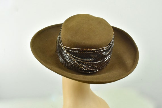 1980s  FRANK OLIVE Brown Wool Felt  Hat ......Sol… - image 3