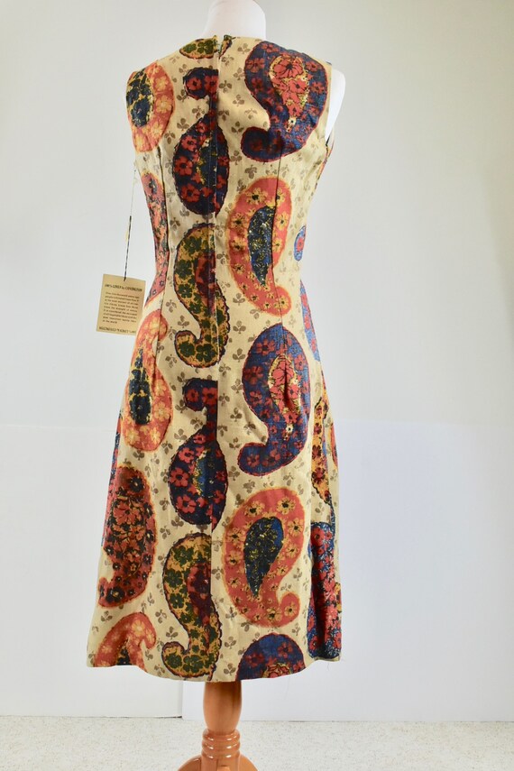 1960s  MOD  Linen Paisley Print Dress ......New O… - image 6