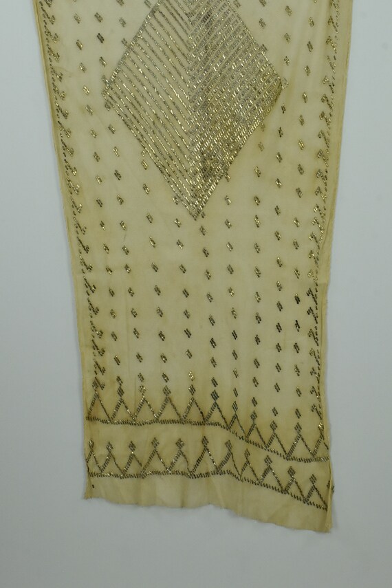 1920s Assuit Geometric Shawl in Antique White....… - image 5