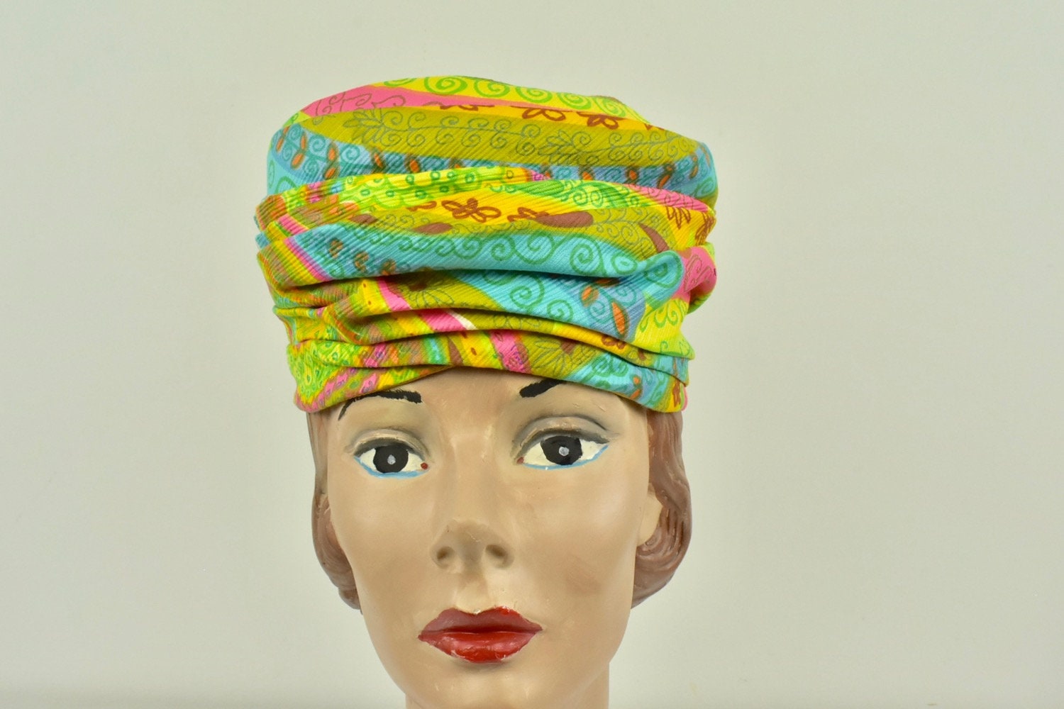 1960s Jean Arlett Creations .....PSYCHEDELIC Fabric Hat 