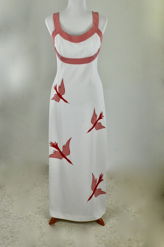 1970s  Polyester Knit Floral Long Dress & Jacket … - image 2