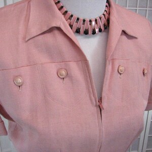 1940/50s Nantucket Natural Pink Linen Dress sold at B Altman & Co.   .....  size Medium   GREAT STITCHING DETAIL