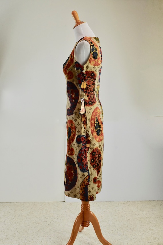 1960s  MOD  Linen Paisley Print Dress ......New O… - image 7