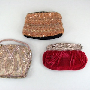 1920/30s  Deco Sequin Evening Purses..... Lot of 3