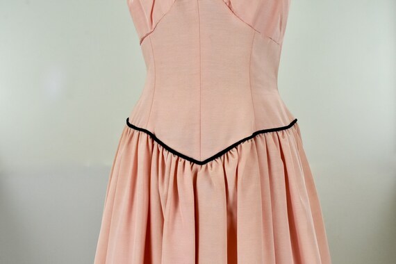 1950s Pink Faille PARTY  Dress with Black  Velvet… - image 7
