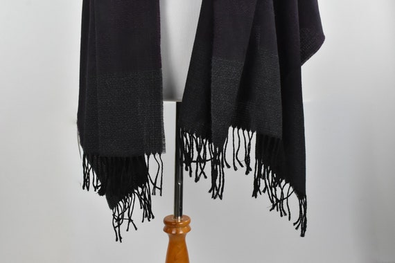 1990s Merlot & Dark Gray Merino Wool  Scarf / Sha… - image 5