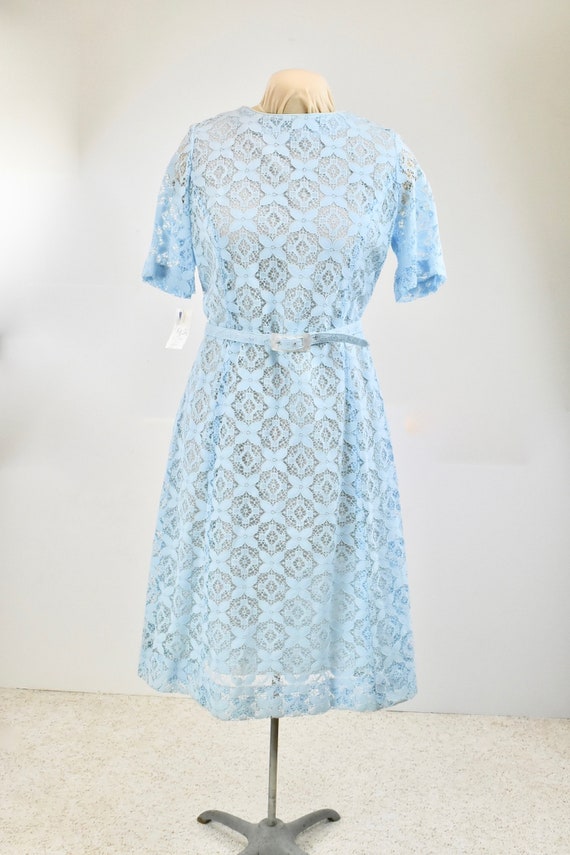 1960s Nelly Don Blue Lace Dress .... New Old Stock