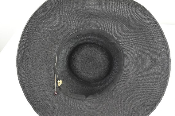 1930/40s Black Straw Hat ...... size Small - image 6