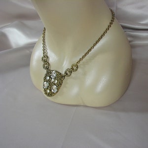 1920s Gold Tone Necklace with Crystals /  Art Deco  / Will Complement Almost Every Outfit!
