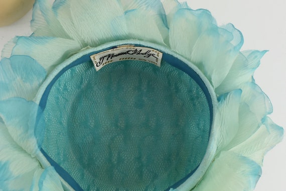 1960s  Turquoise  Organdy Hat by G Howard Hodge  … - image 6