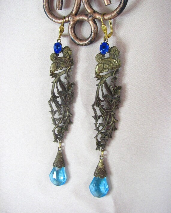 Authentic Art Nouveau Pierced Earrings/Czechoslov… - image 1