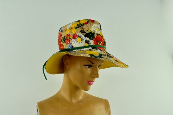 1960s Stetson Floral Trapunto / Textured Fabric H… - image 2