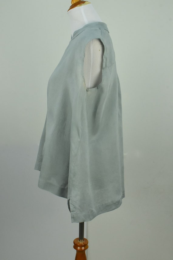 ESKANDAR Sea Green  Linen Sleeveless Blouse .....… - image 3