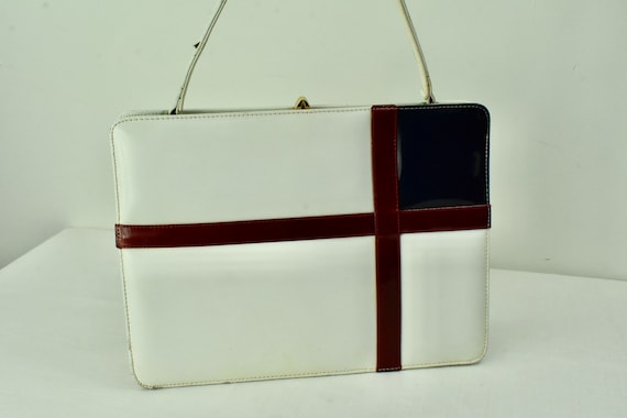 1960s Palizzio Red , White , & Blue LEATHER  Hand… - image 1