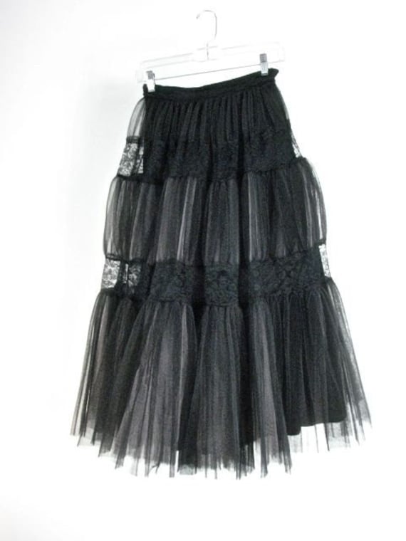 DRAMATIC 1950s Black Lace and Net Full Skirt / Sz Medium | Etsy