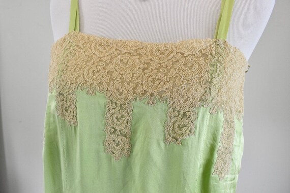 1920/30s Green Lace Slip / Nightgown  with Chanti… - image 6