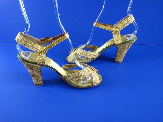 1940/50s Gold Lame Sandals for  John Wanamaker...… - image 3