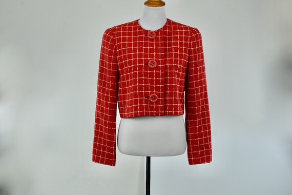 1980/90s DAVID HAYES Lipstick Red Short Boucle Wool Jacket 