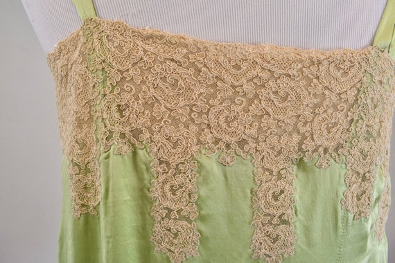 1920/30s Green Lace Slip / Nightgown  with Chanti… - image 5