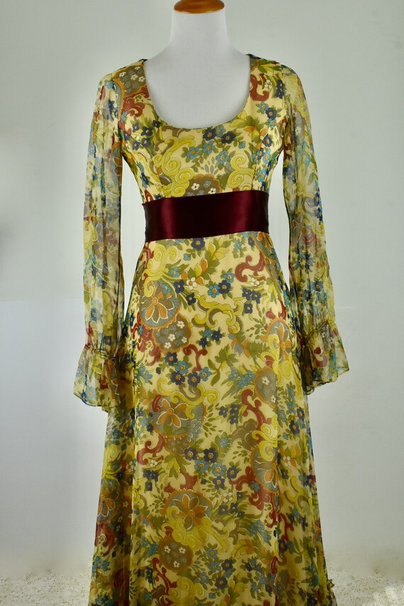1970s Jack Bryan Chiffon GRANNY Dress........size… - image 6