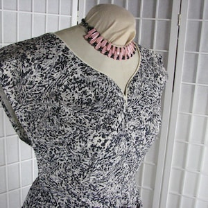 1950s White & Black Cotton Party Dress with Jacket and Belt.......size Medium