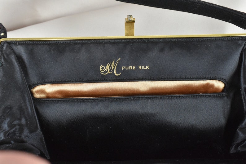 1950s Black Silk Evening Purse by MM Morris Moskowitz .......Cut Steel Beaded Frame...... GORGEOUS in Design /& Condition