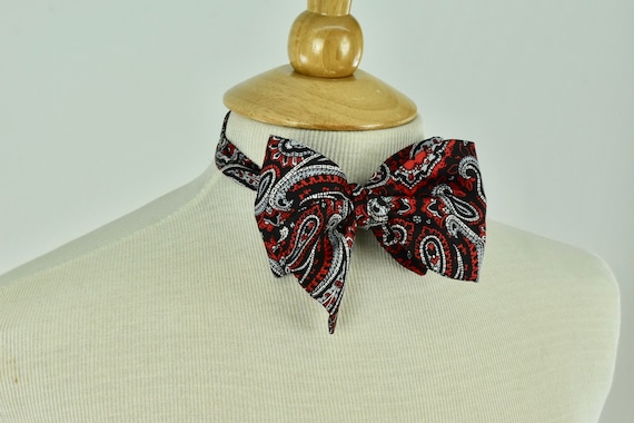 1960/70s Silk ADJUSTO TIE   Self Tie Bow Tie in R… - image 1