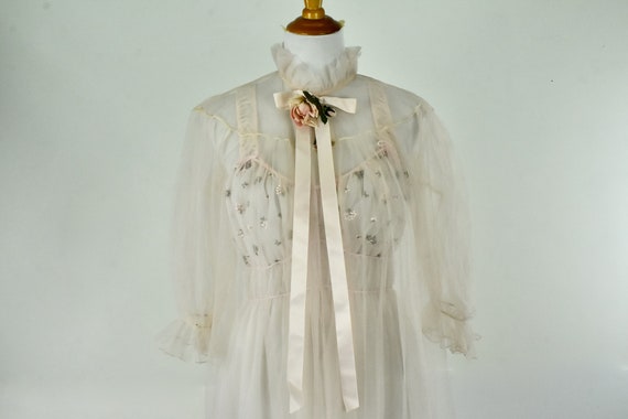 1950/60s LADY LEONORA  Blush Peignoir Robe - Shee… - image 1