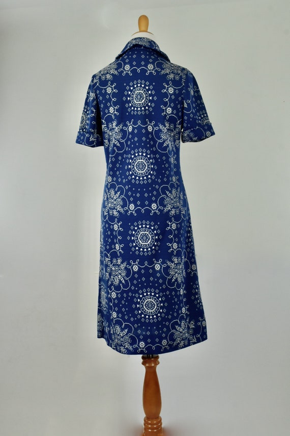 1970s Print Knit Goldworm Maxi Dress