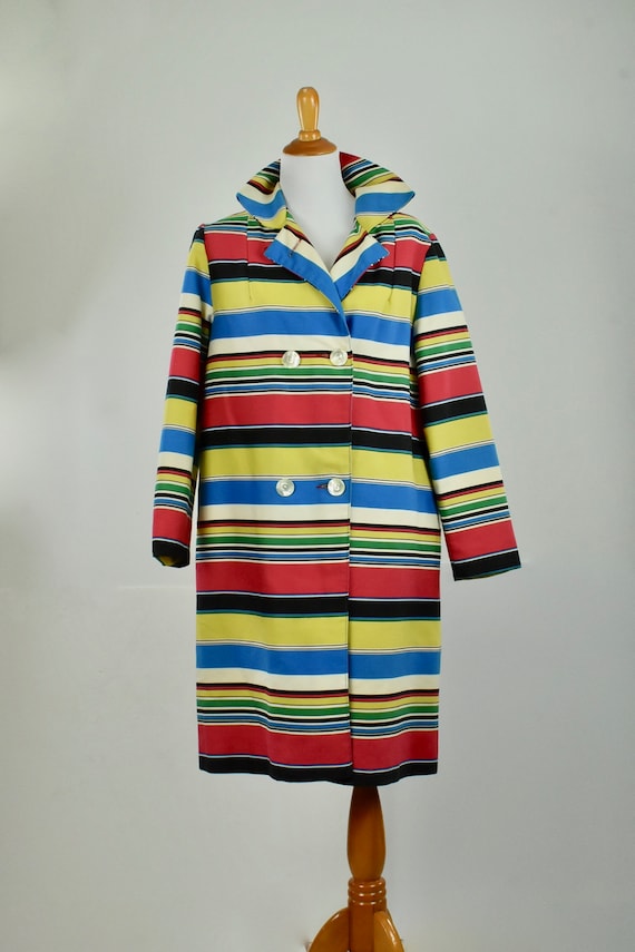 1960s MOD Multi-Color Striped Coat ......size LAR