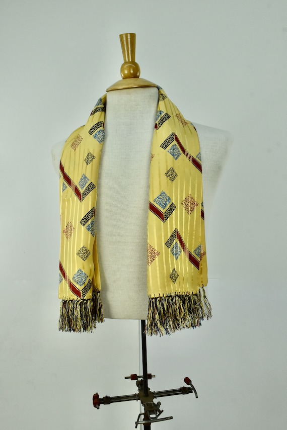 1930s Mens Art Deco Rectangular Coat Scarf with F