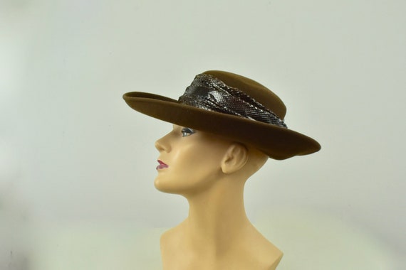 1980s  FRANK OLIVE Brown Wool Felt  Hat ......Sol… - image 4