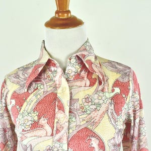 1970s Helen Sue  LOVEBIRDS  Nylon Blouse........ size  Small