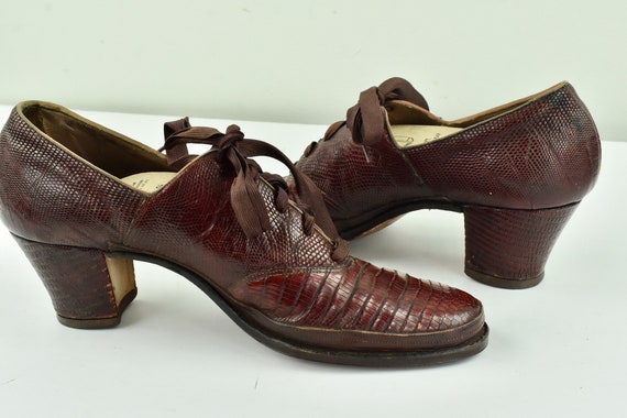 1930s REPTILE  Hand Sewn  SHENANIGANS Oxfords....… - image 3