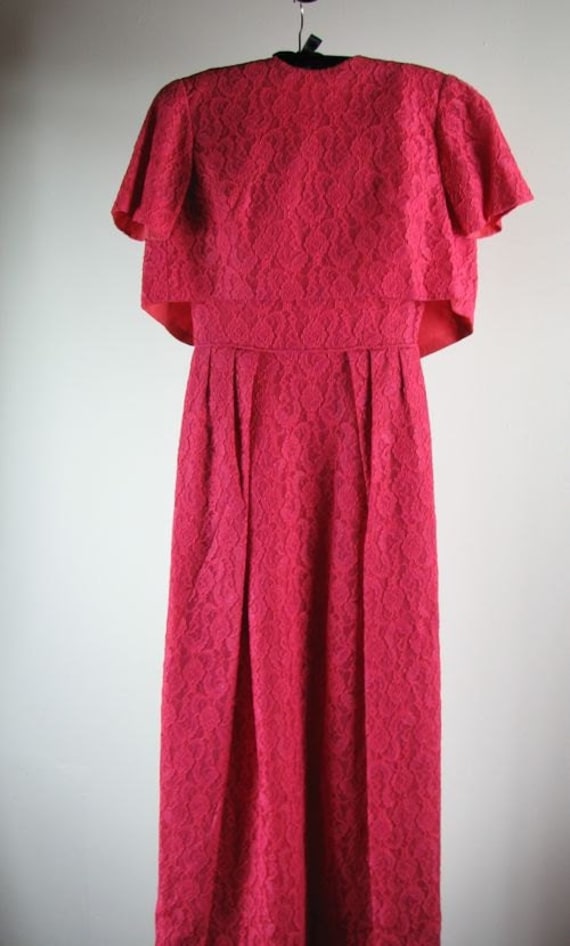1960s Raspberry Lace Gown and Matching Jacket....… - image 1