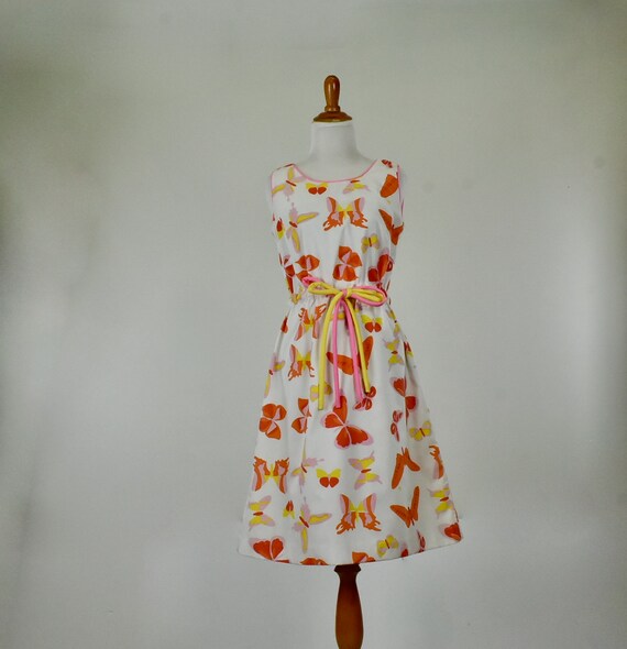 1960/70s VESTED GENTRESS Dress of BUTTERFLIES ..