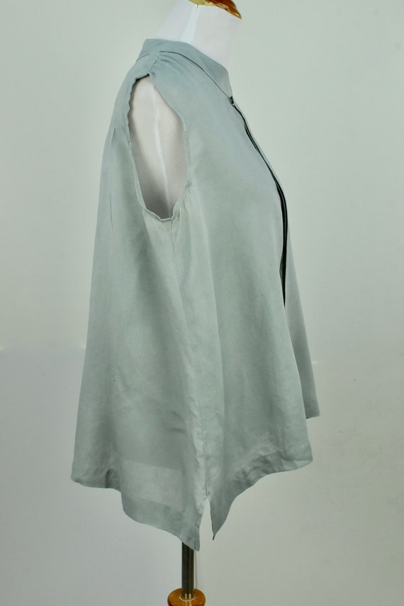 ESKANDAR Sea Green  Linen Sleeveless Blouse .....… - image 6