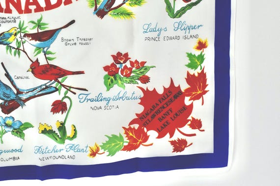 Vintage Songbirds & Flowers of CANADA Scarf........27 inch square........Mint Condition .......Made in Italy View 6