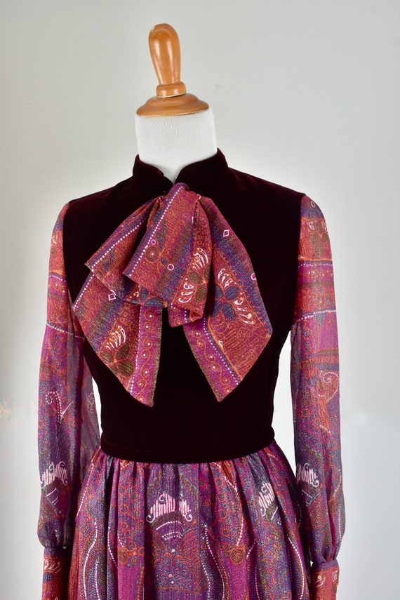 1960/70s  Adele Simpson Gown in Cranberry Velvet &