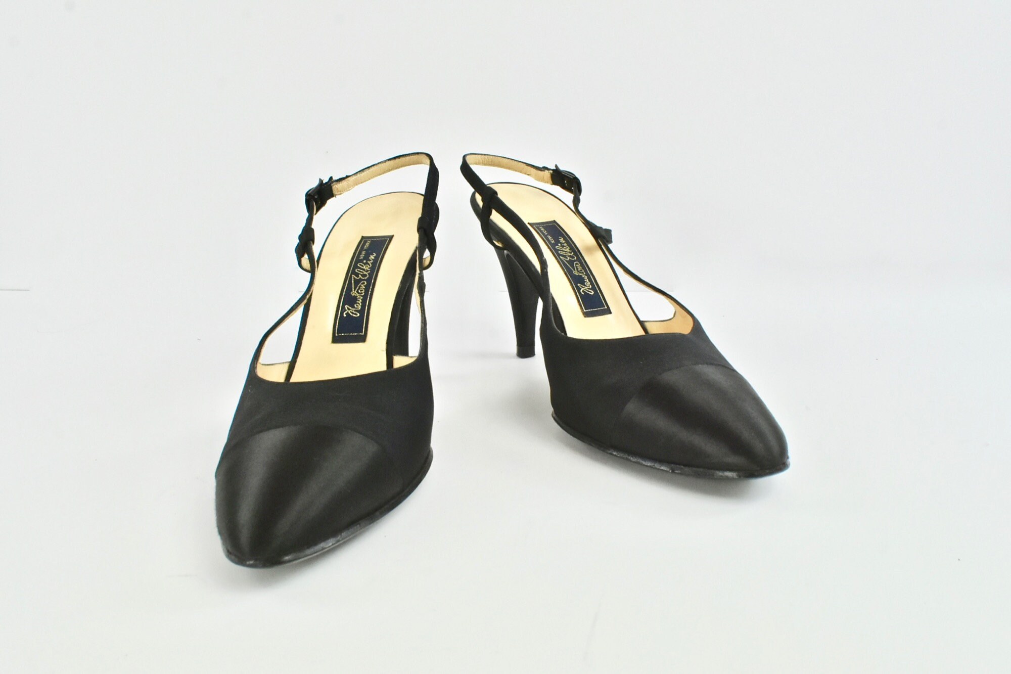 1950/60s NEWTON ELKIN Black Peau De Soie Evening Slingback - Etsy Hong Kong