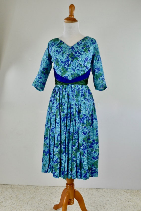 1950/60s Blue SILK Cocktail Dress........LOVELY! .