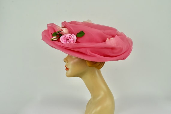 1950/60s LILLY DACHE Glamorous Hot Pink Organdy H