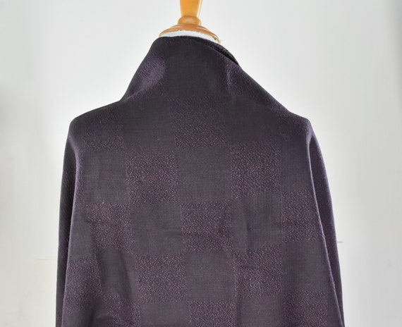 1990s Merlot & Dark Gray Merino Wool  Scarf / Sha… - image 3