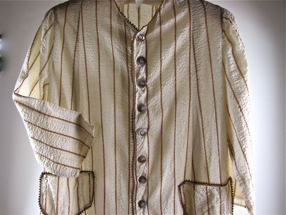 Edwardian Seersucker Day Dress/Robe size Medium