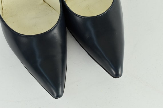 1960s Navy Leather Stilettos  ..... Hand Sewn  Ho… - image 4