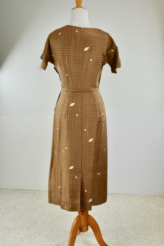 1950s Silk Caramel Colored Dress & Matching Jacke… - image 10