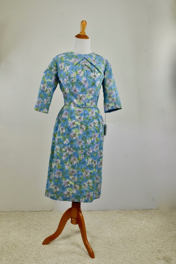 1960s ADRIAN TABIN Floral Dacron Polyester Wiggle Dress.new With  Tags.size Small -  Norway