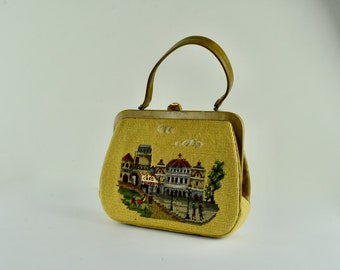 1950s Parisian Theme  Hand Made Needlepoint Handbag ...... TRES JOLIE!