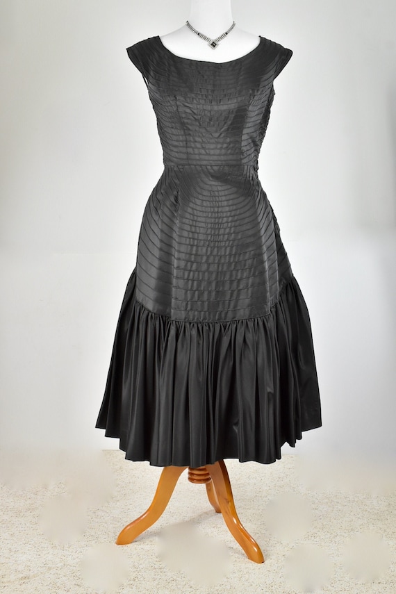 1950s KASPER of Arnold Fox Black  Silk Taffeta Par